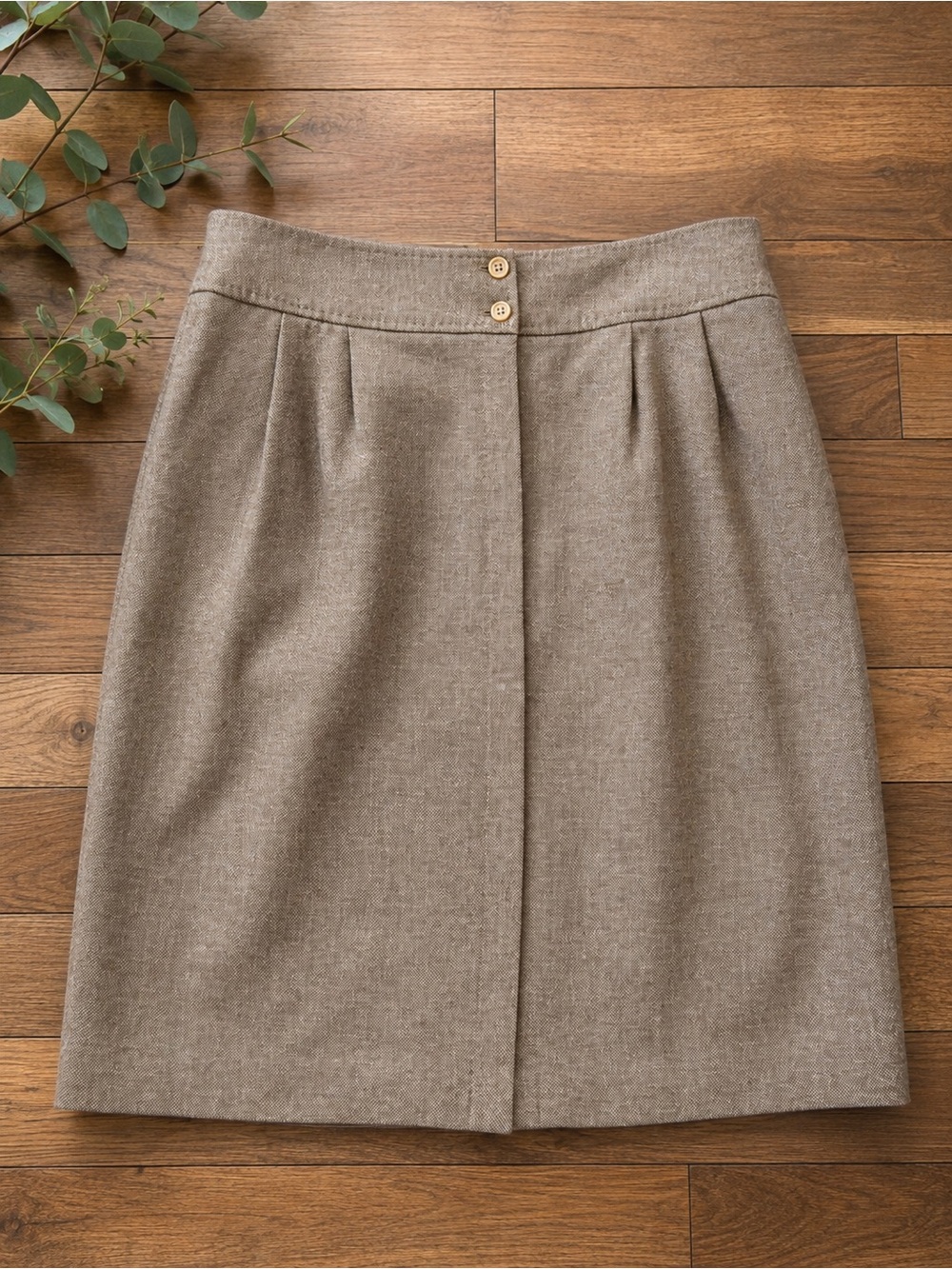 Brooks Brothers 346 Tan Wool Blend Pencil Skirt Size 12 Classic Career Midi